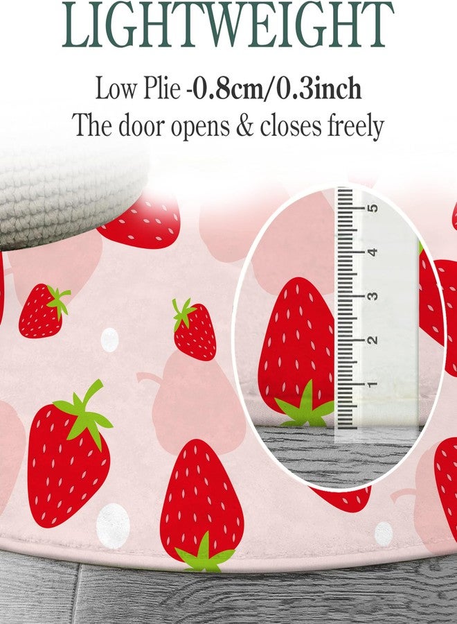 FUYEUN 3Ft Round Strawberry Rug Kwaii Pink Circle Rugs for Bedroom Dorm Living Room Cute Area Rug Floor Mat Pad Doormat Carpet, 3'X3'(90x90cm) - Image 4